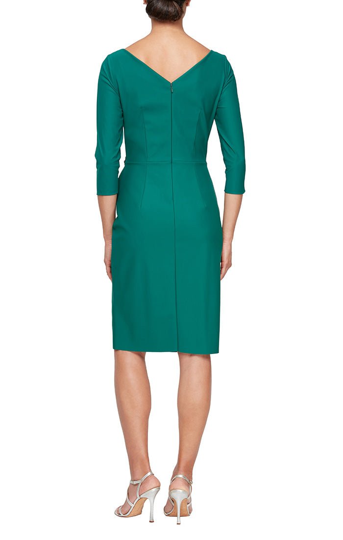 Embellished Side Ruched Compression Dress with Sleeves