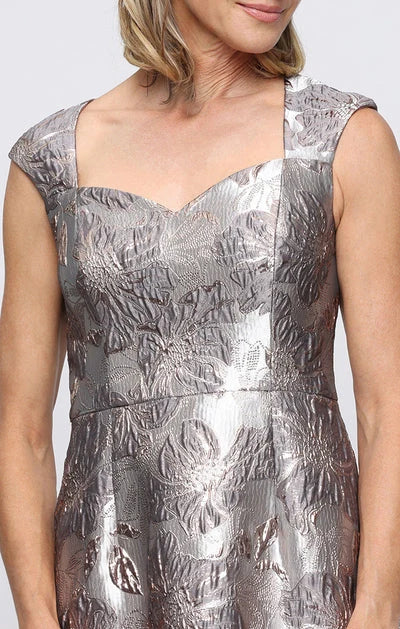 Embossed Metallic Floral Jacquard Gown