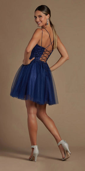 Embroidered Corset Back Short Dress