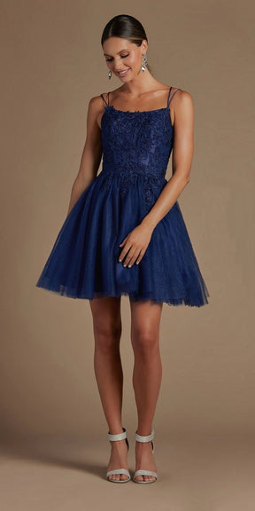 Embroidered Corset Back Short Dress