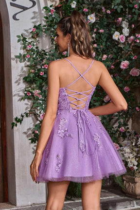 Embroidered Shimmer Tulle Corset Short Dress