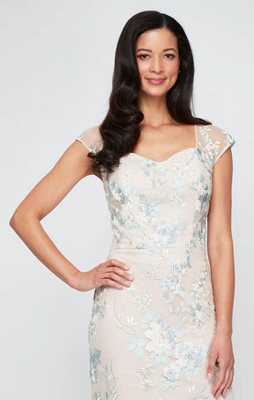 Embroidered Sweetheart Neck Long Dress