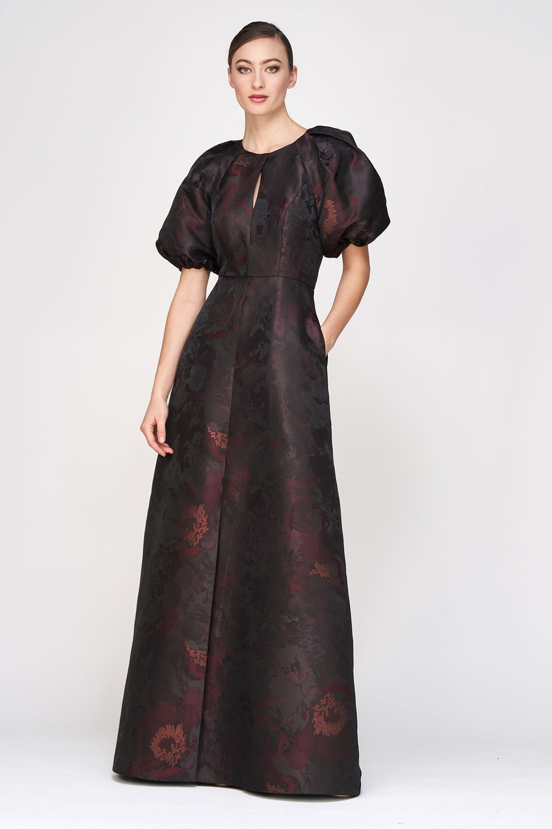 Espresso Delfina Statement Sleeve Gown