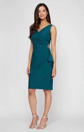 Faux Crossover Side Ruched Dress