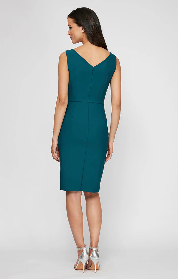 Faux Crossover Side Ruched Dress