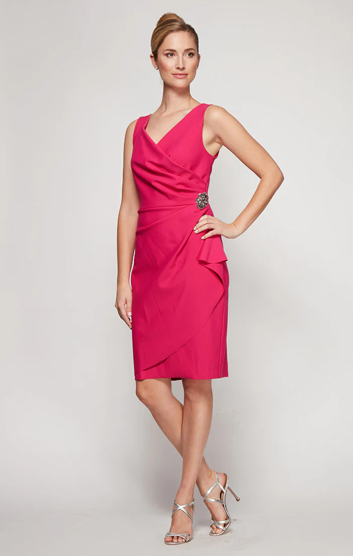 Faux Crossover Side Ruched Dress
