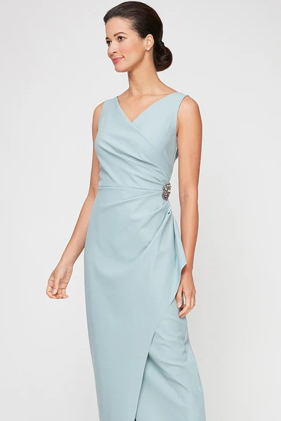 Faux Crossover Side Ruched Dress