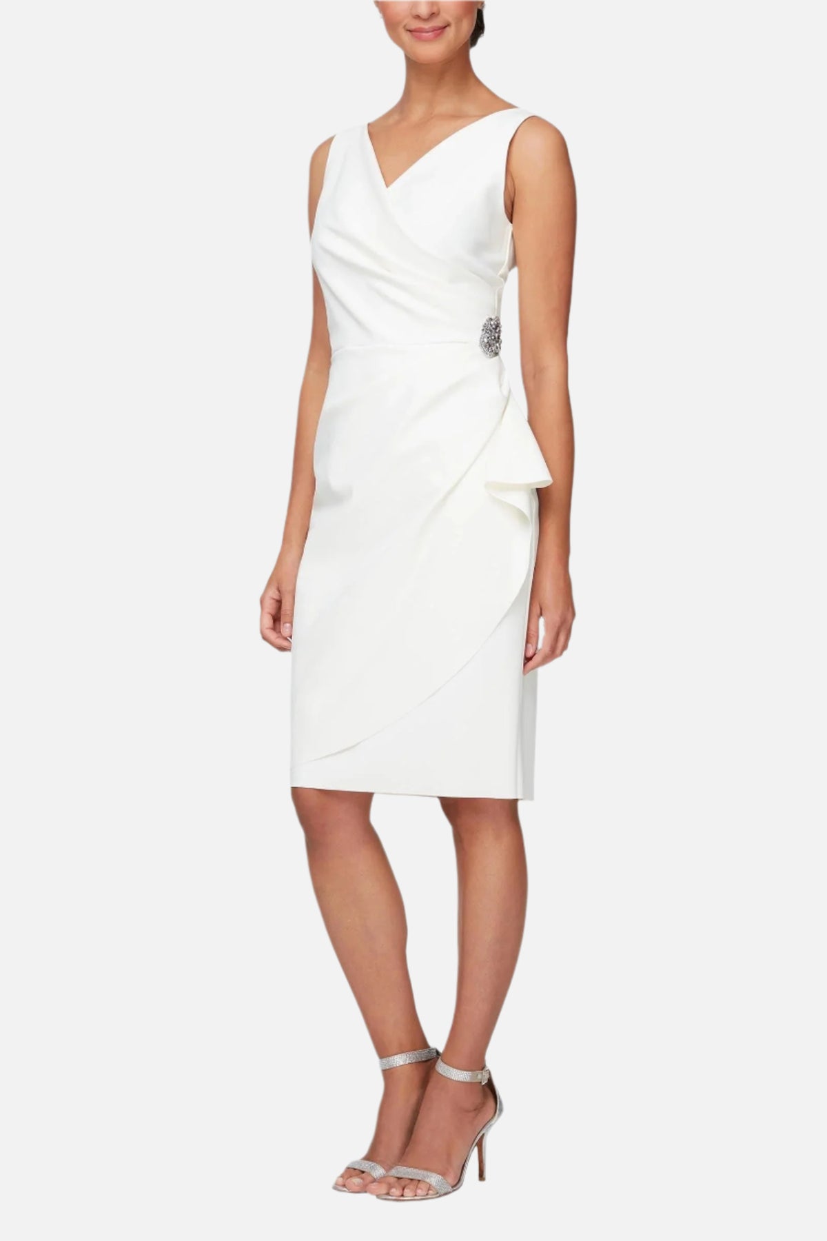 Faux Crossover Side Ruched Dress