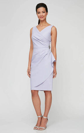 Faux Crossover Side Ruched Dress
