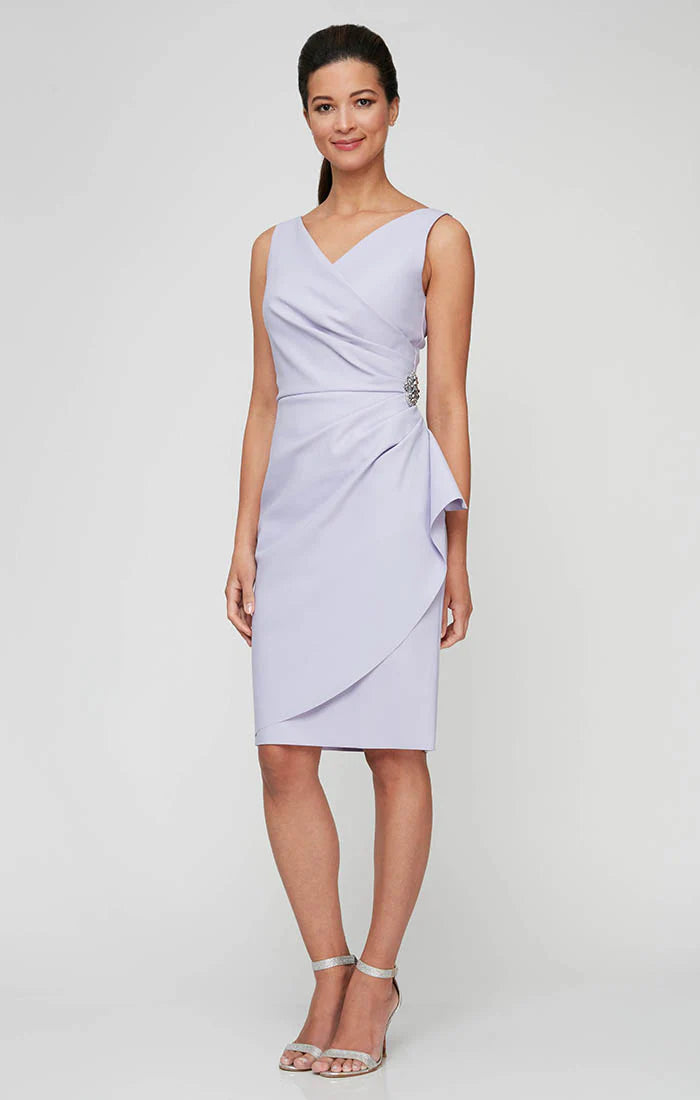Faux Crossover Side Ruched Dress