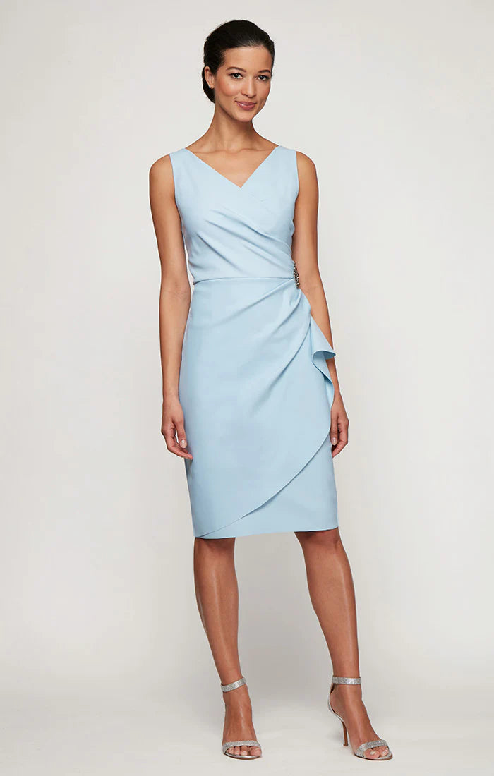 Faux Crossover Side Ruched Dress
