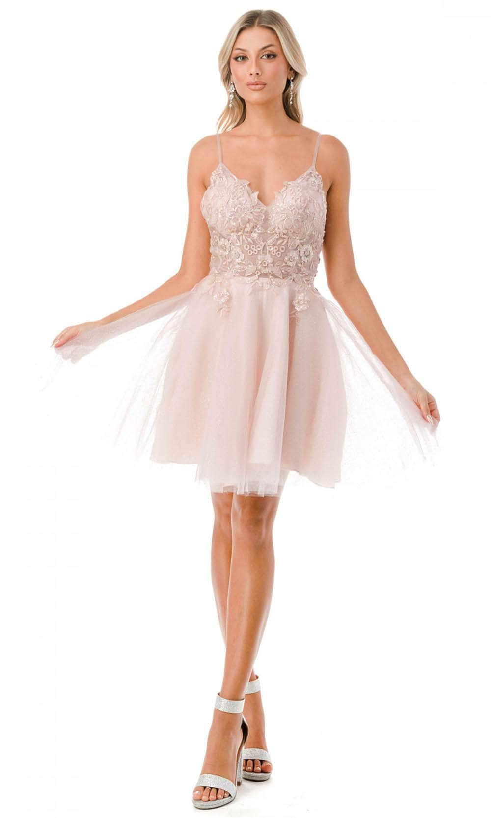 Feminine Embroidered Illusion Short Dress