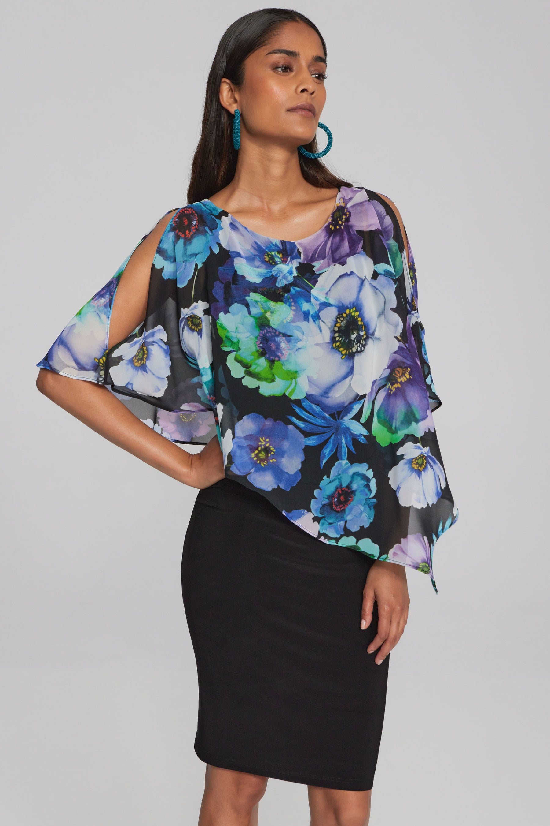 Floral Asymmetrical Overlay Dress