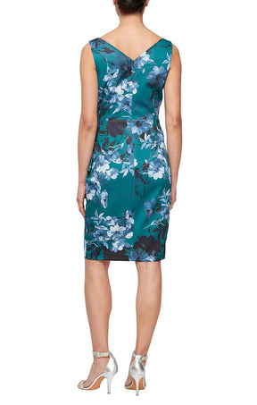 Floral Faux Crossover Side Ruched Dress