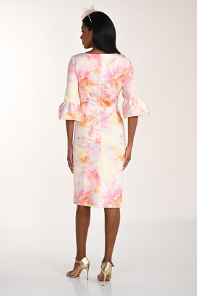 Floral Flutter Sleeve Sheath Dress