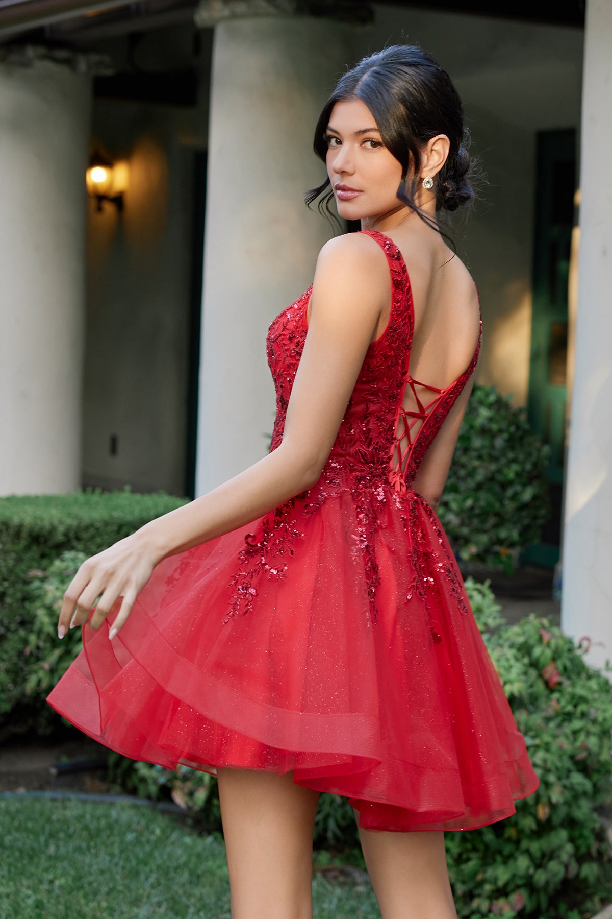 Floral Lace Embroidered Short Dress