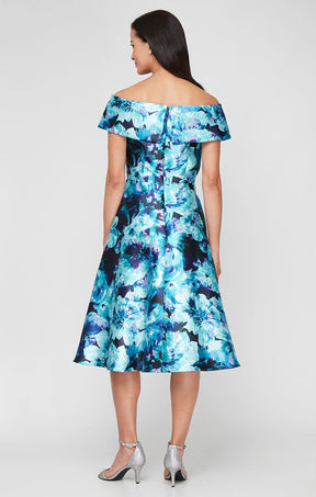 Floral Off Shoulder A-Line Midi Dress