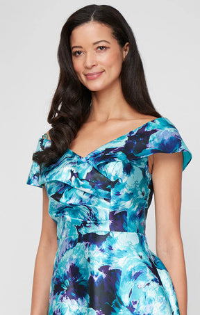 Floral Off Shoulder A-Line Midi Dress
