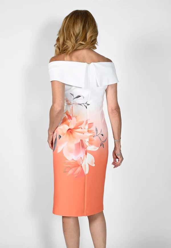 Floral Ombre Off Shoulder Dress
