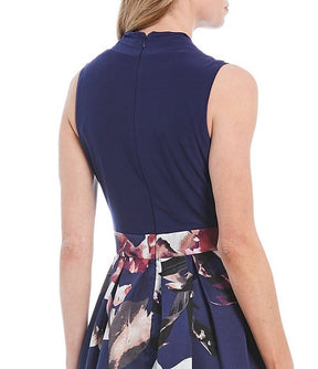 Floral Printed Mikado Hi-Lo Dress