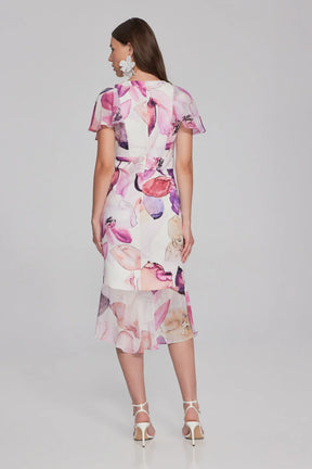 Floral Ruffled Flutter Sleeve Dress
