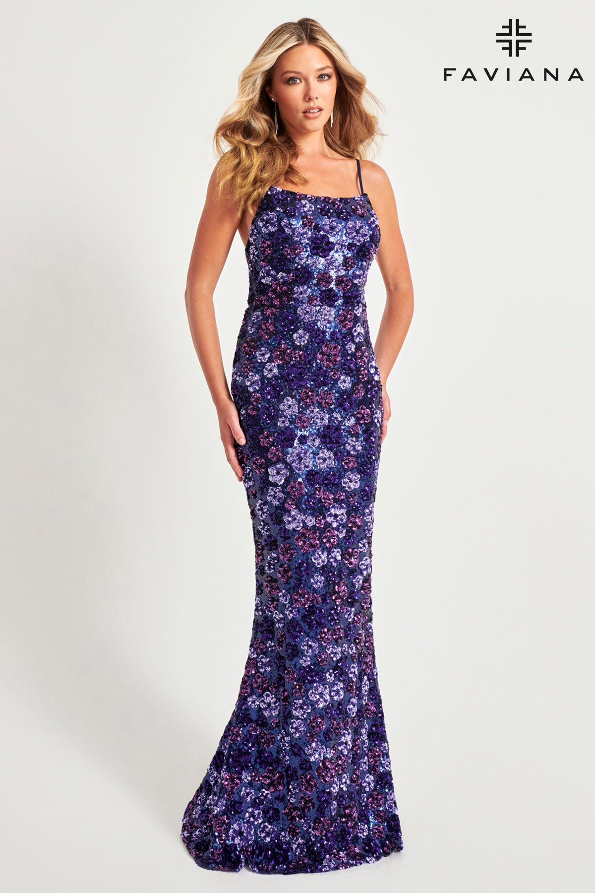Floral Sequin Strapless Mermaid Gown