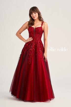 Glitter Tulle Deep Illusion Scoop Neck Gown