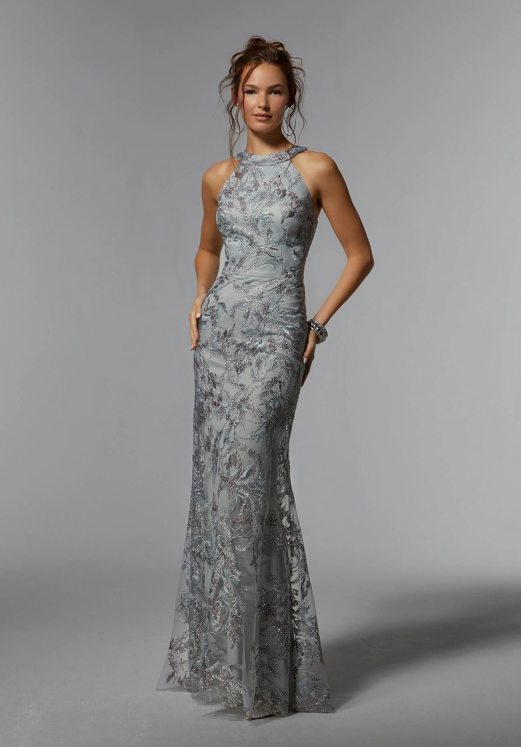 Halter Beaded Sheath Dress