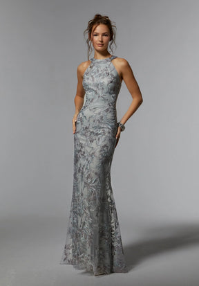 Halter Beaded Sheath Dress