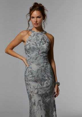 Halter Beaded Sheath Dress