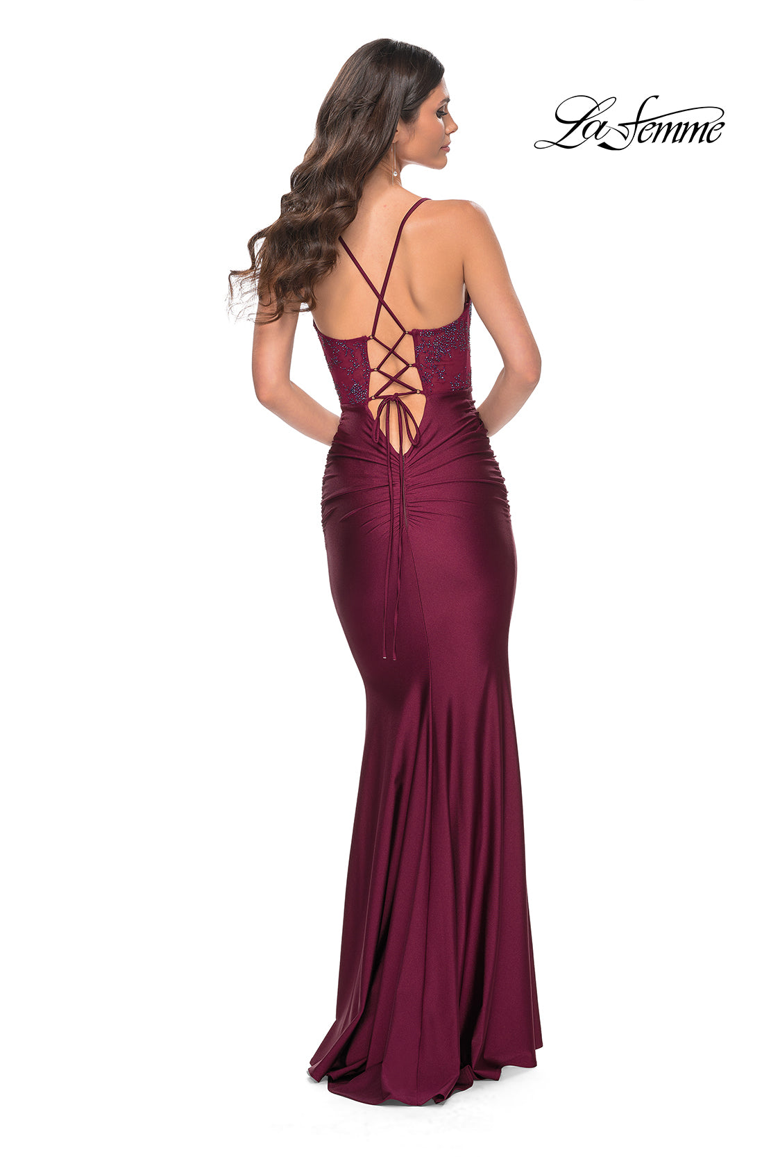 Stone Accent and Pleated Corset Gown
