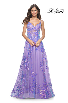 Illusion Bodice with Two Tone Sequins Gown