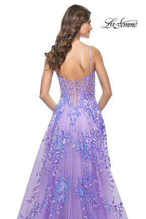 Illusion Bodice with Two Tone Sequins Gown