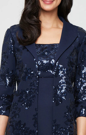 Jacket Dress with Sequined Bodice and Long Sequin Jacket