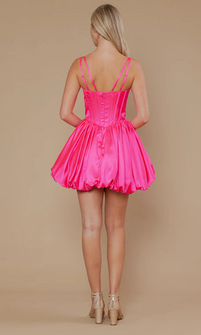 Jewelled Corset Bubble Hem Short Satin Dress