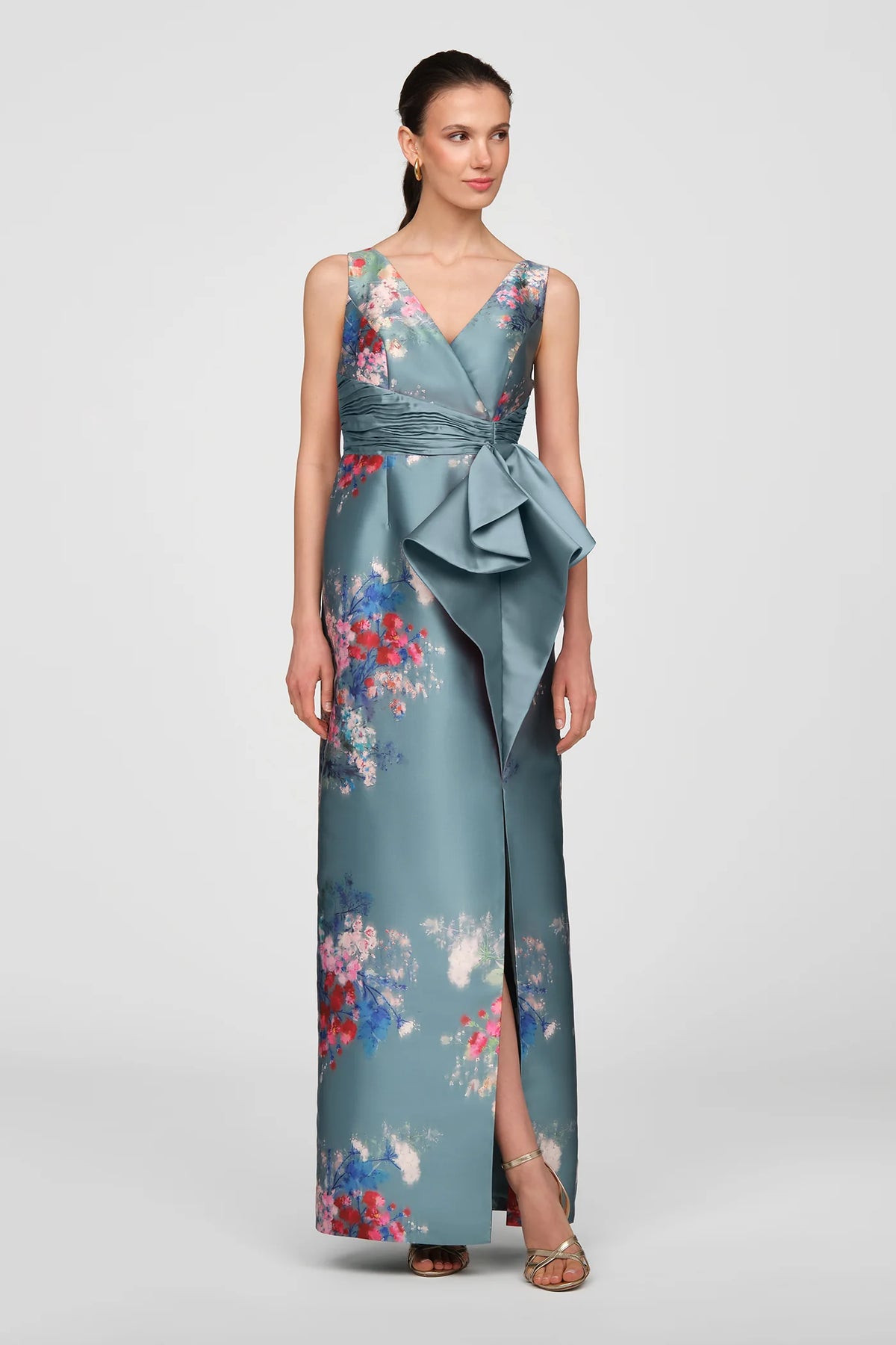 Kathleen Cyan Column Gown