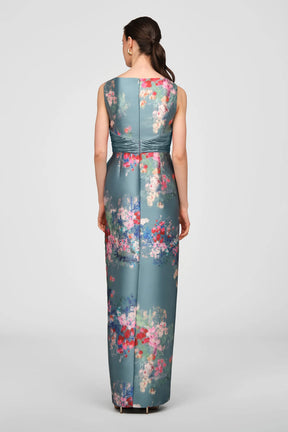 Kathleen Cyan Column Gown