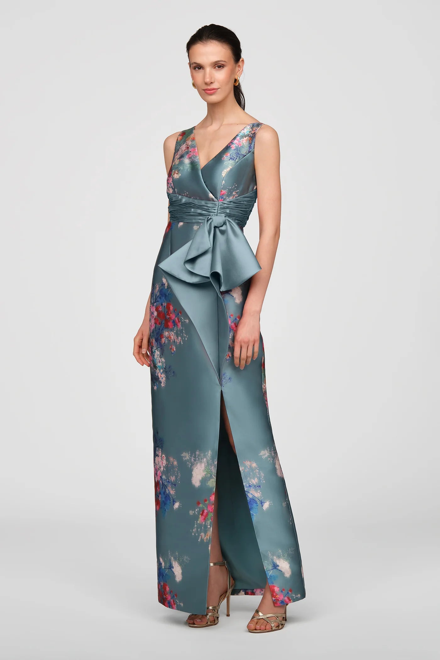 Kathleen Cyan Column Gown