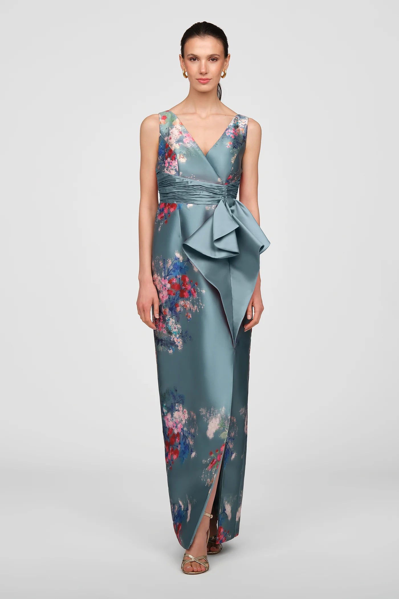 Kathleen Cyan Column Gown