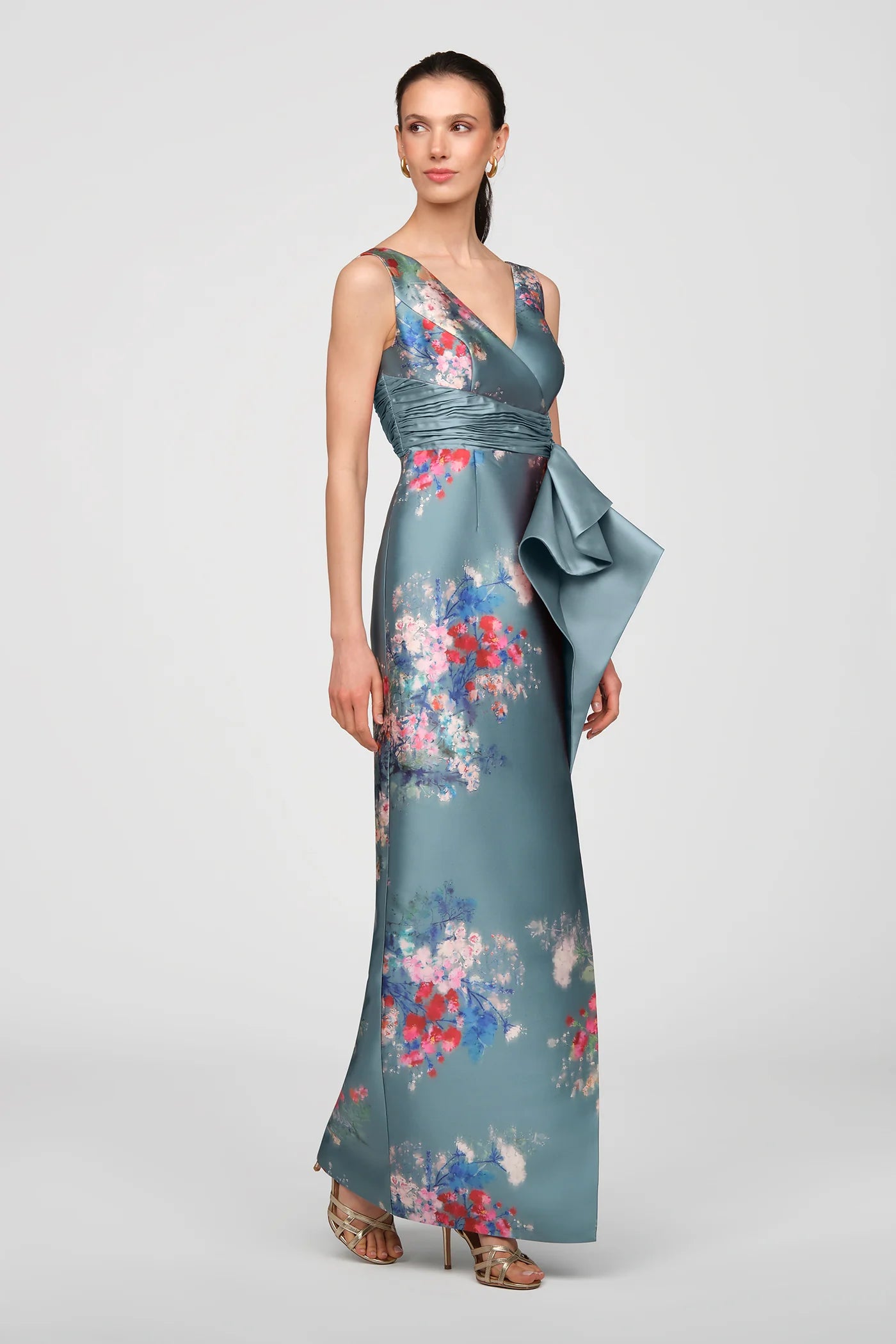 Kathleen Cyan Column Gown