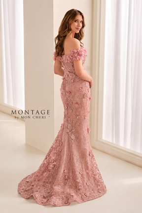 Lace 3D Floral Off Shoulder Gown