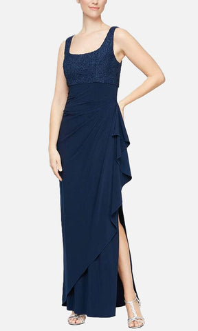 Lace Bodice Side Ruched Dress with Bolero Jacket
