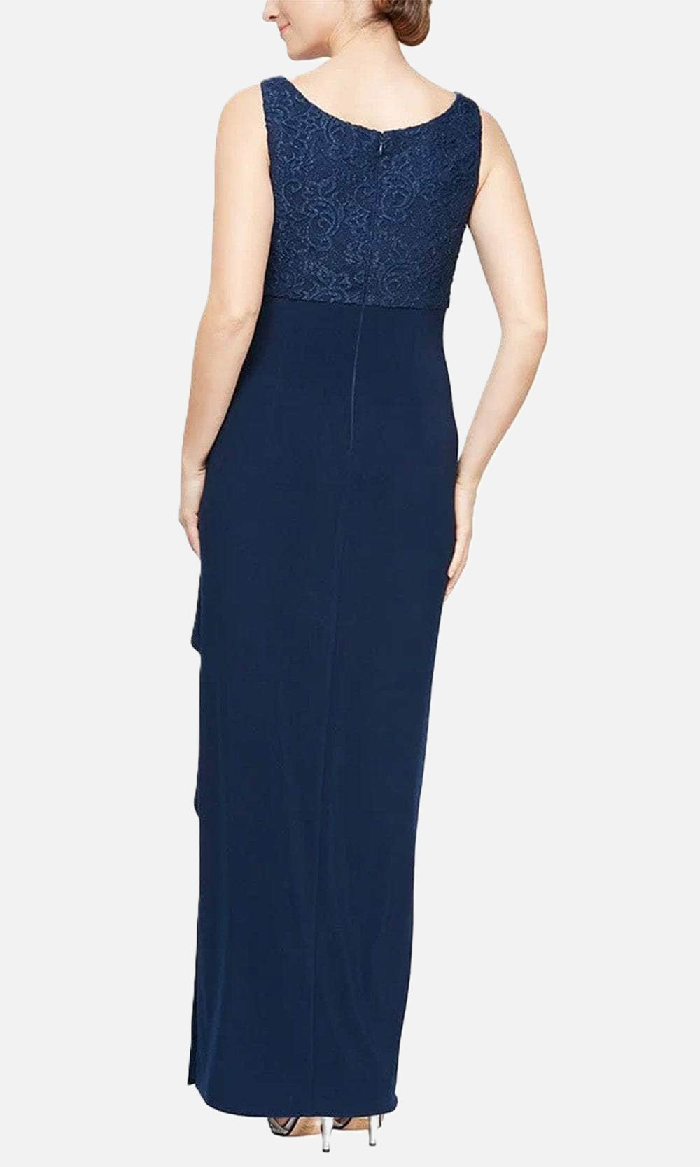 Lace Bodice Side Ruched Dress with Bolero Jacket