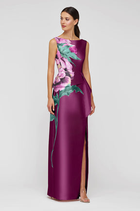 Luciana Mulberry Column Gown