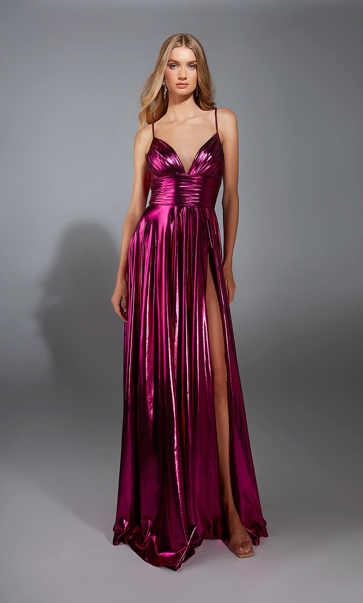 Metallic Shimmer High Slit Gown