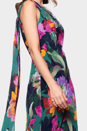 Michelle Floral Chiffon One Shoulder Long Dress