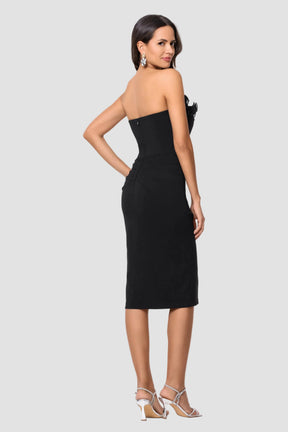 Myla Scuba Crepe with Chiffon Ruffle Cocktail Dress