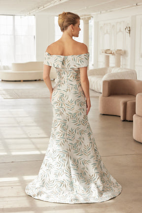 Off Shoulder Jacquard Trumpet Gown