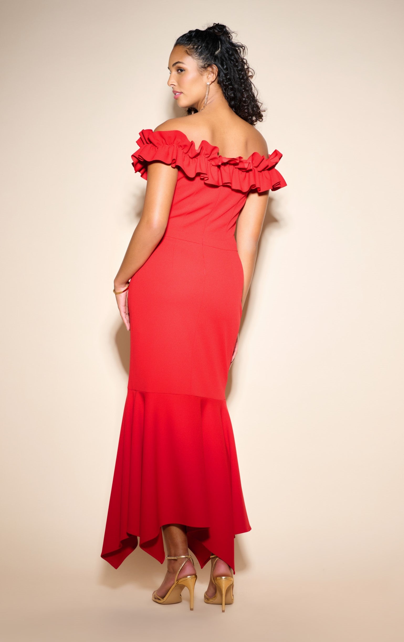 Off Shoulder Ruffle Gown