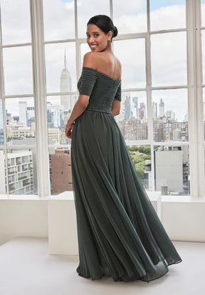 Off Shoulder Sweetheart Shimmer Mesh Gown